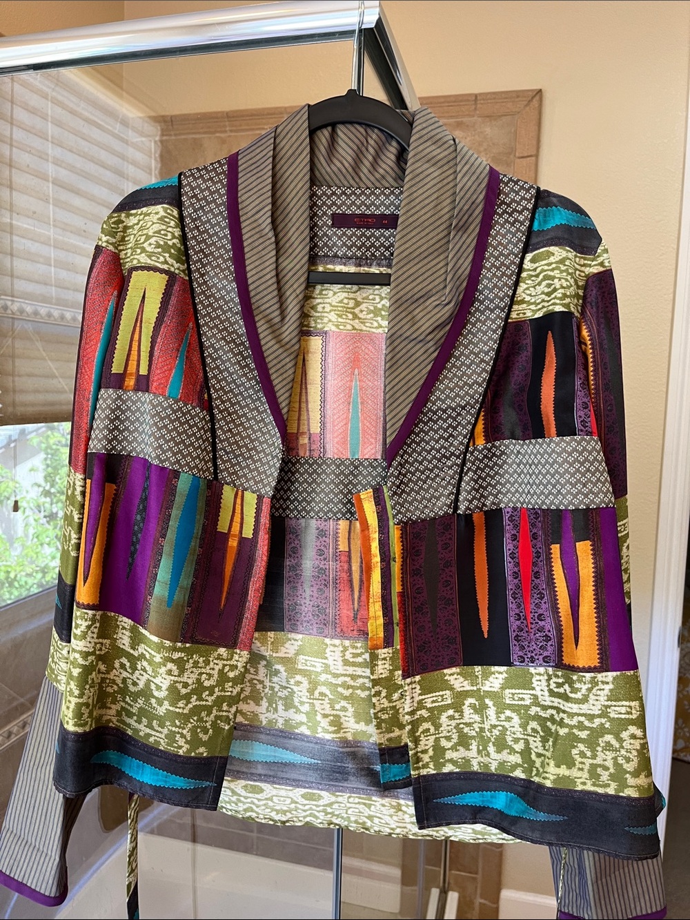 Etro Striped Multicolor Silk Jacket with Patterned Lining - Picture 2 of 5
